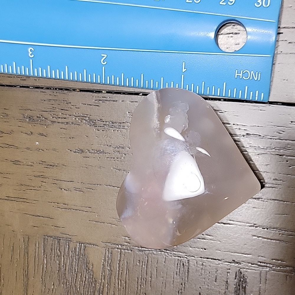 Polished Heart Stone - Flower Agate Crystal - Picture 5 of 7